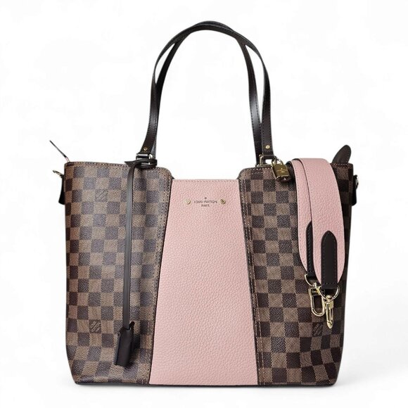 LOUIS VUITTON Damier Ebene Jersey Tote in Magnolia Shoulder Monogram Pink 2 Way - Picture 16 of 16